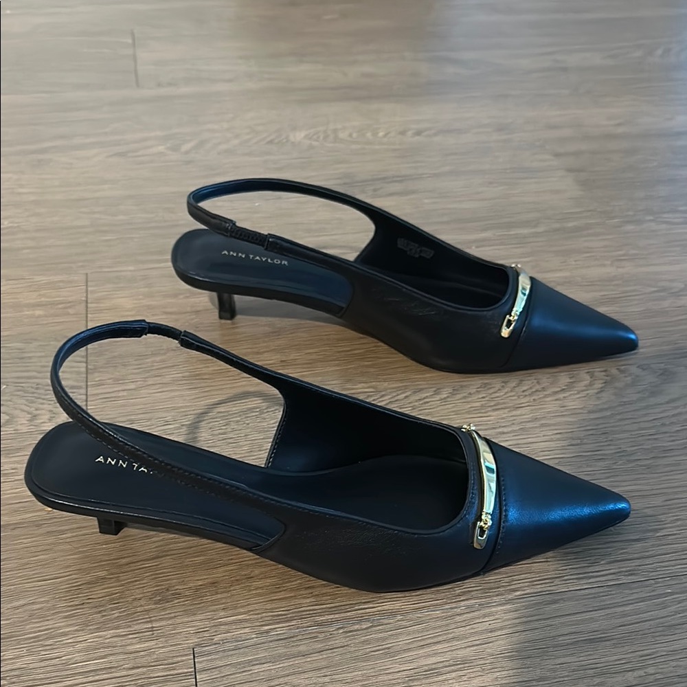 Zara Black Heels Slingback Shoes - Picture 1 of 5
